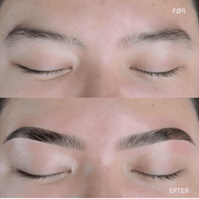Bryn laminering før og efter- naturlig brow lift i Hvidovre