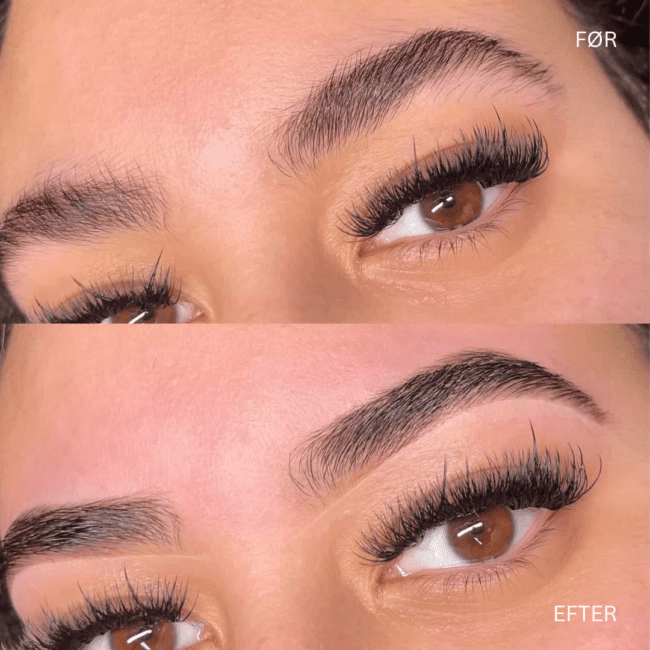 Brynlaminering med keratin- resultat efter brow lift i hvidovre