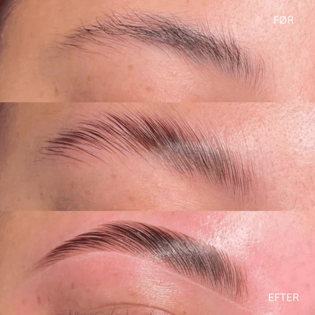Keratin brynlaminering med farver før og efter- naturlig brow lift i hvidovre