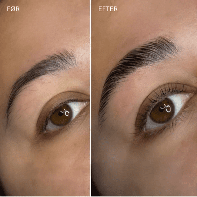 Synligt resultat efter lash lift og brynlaminering
