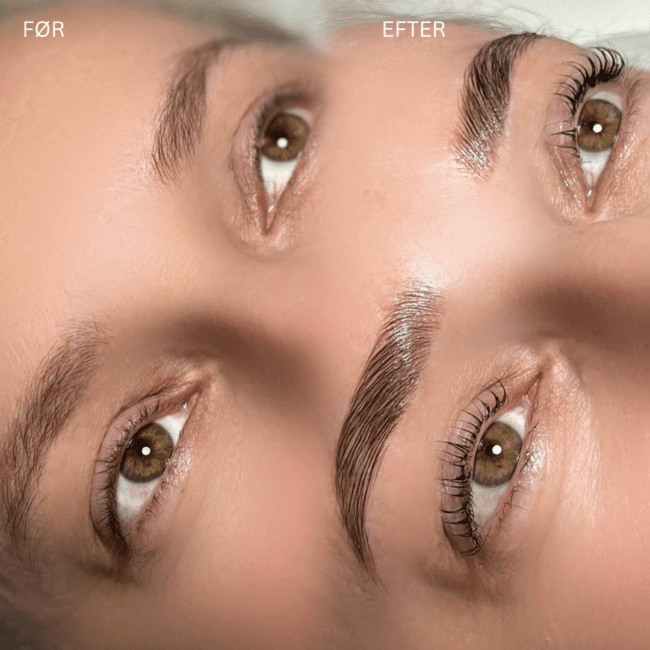Transformation med lash lift og brynlaminering