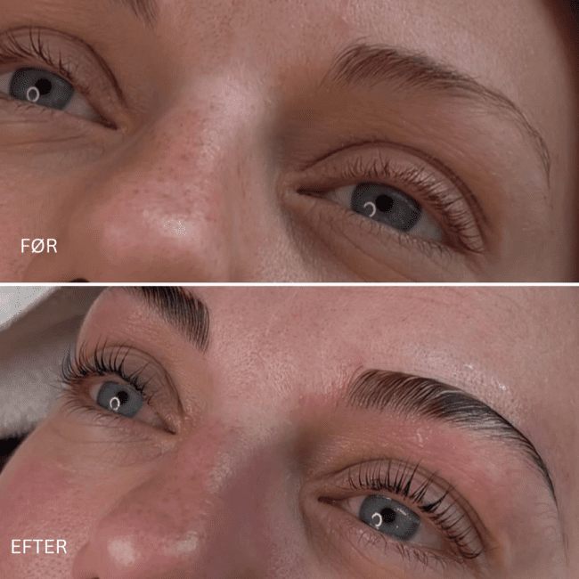 Transformation med lash lift og brynlaminering i hvidovre